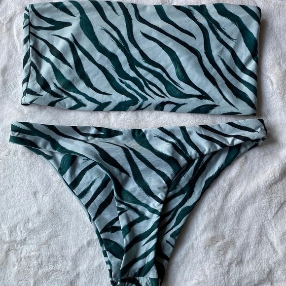 New! Set! Stone Fox swim x Free People soma zebra bandeau/ Sumatra bottom 19242 - Picture 2 of 8